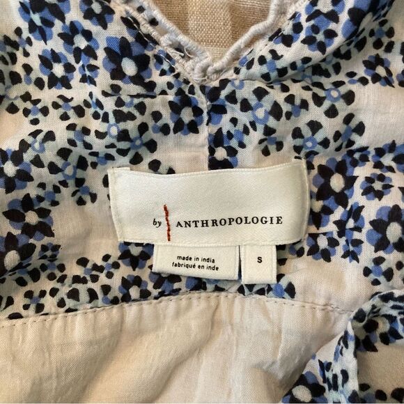 By Anthropologie Ruffled Floral Print Blue and White Mini Sundress Size S - Picture 3 of 6